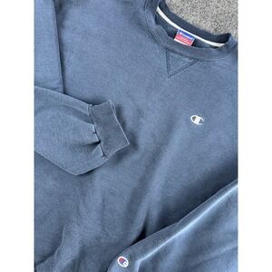 Champion Reverse Weave Style Crewneck Sweatshirt Blue Logo Mens XXL